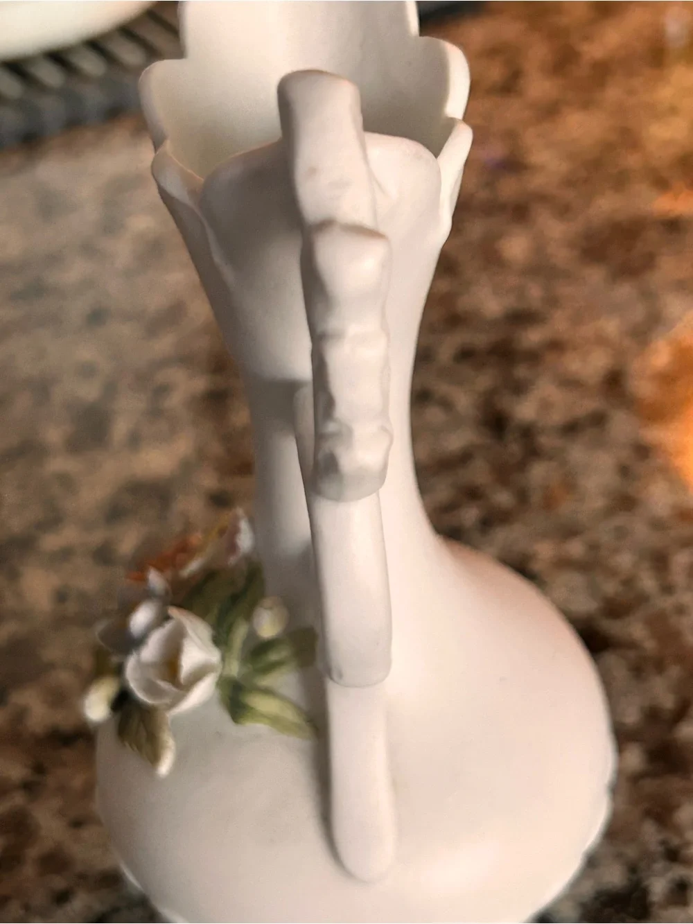 Kelvin’s White Porcelain Floral Bud Vase with Hand-Painted Flowers
